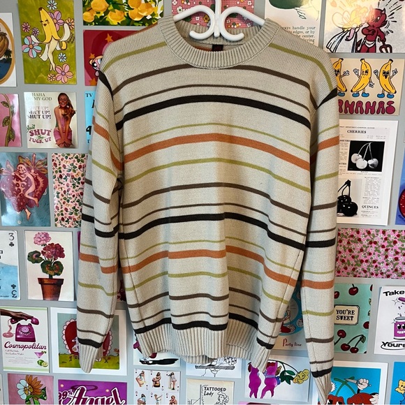 VERSACE VINTAGE Striped Designer Knit Sweater / Crew Neck - Picture 5 of 13